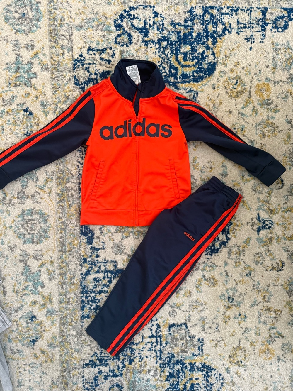 adidas Boys Navy and Orange Athletic Jacket and Pants 5T